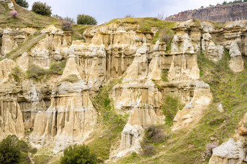 Kula Fairy Chimneys, Kula Geopark at location Manisa, Turkey. Kula Volcanic Geopark, also known as Kuladoccia (Kuladokya).