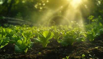 a close up of a vegetable garden - obrazy, fototapety, plakaty
