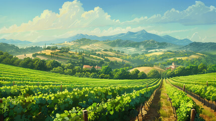 Naklejka premium beautiful blooming flowers in the field, trees and charming landscapes