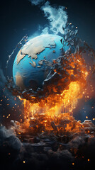 Earth planet suffering from global warming. Global climate change concept.