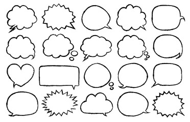 Set of diverse black speech bubble shapes for communication themes vector 10 eps