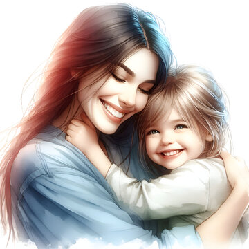 Watercolor Mother and Child Clipart Mother's Day PNG Mother and Daughter graphic collection for Paper craft, junk journal greeting cards