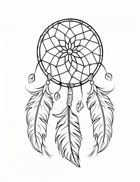 Dreamcatcher Sketch with Feather Details