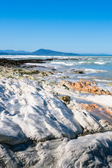 Beach in Bidart with colorful rocks along the ocean. Basque Country of France. - 759086390
