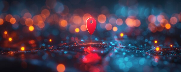 a red pin on a map - obrazy, fototapety, plakaty