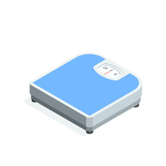isometric vector mechanical floor scales with an arrow, in color on a white background, health and weight control