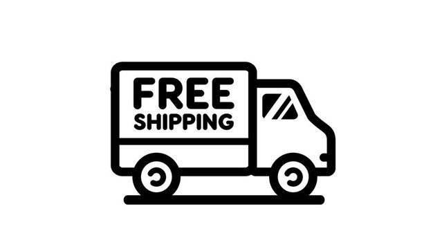Free shipping delivery truck icon, Alpha channel, transparent background. 4K resolution