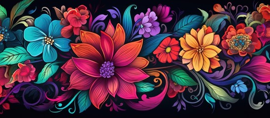 Floral pattern with continuous colors.