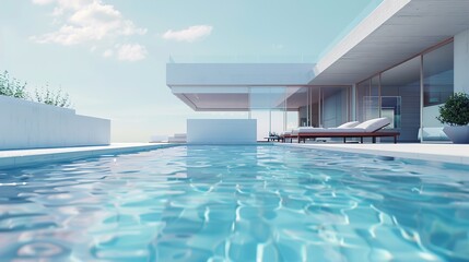 Relax in style with this AI-generated image of a modern backyard pool, featuring a minimalist design, sleek lines, and luxurious amenities.