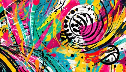 Fototapeta na wymiar a whimsical abstract background with playful doodles vibrant colors and energetic brushstrokes