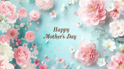 Charming Mother's Day Card with Soft Pastel Flowers and Elegant Text