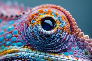 Colorful Chameleons Eye in the Rainforest