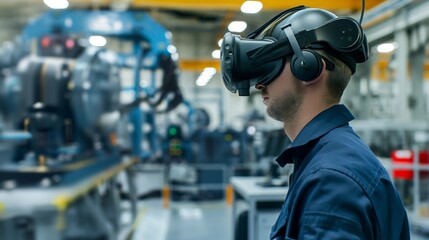 A dedicated professional using virtual reality simulations to train employees on complex machinery and equipment in a manufacturing facility.