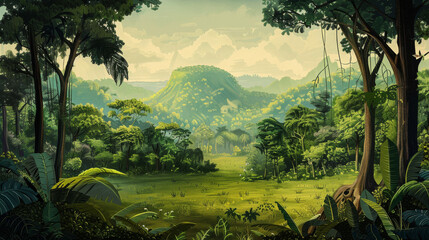 Tropical Nature Forest Painting Landscape