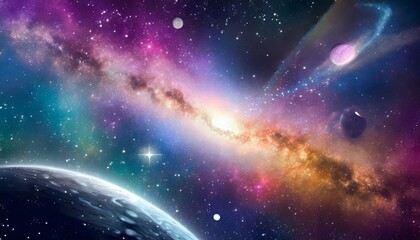 beautiful wallpaper with parallel universes galaxy background - obrazy, fototapety, plakaty