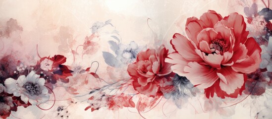 Floral Digital Print with Abstract Texture and Hand-Drawn Effect for Various Surfaces