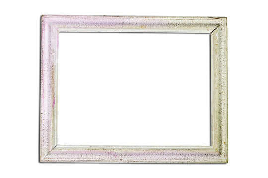 Empty ornate picture frame with white background