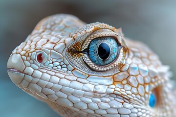 Fototapeta premium Blue-Eyed Lizard Close-Up in Hyperrealistic Style