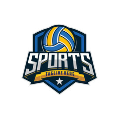 Vintage Volleyball logo, volley club logo, ball logo icon vector