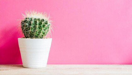 mockup cactus in a pot on pink background