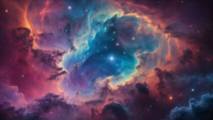 Cosmic space background with nebula and stars. - obrazy, fototapety, plakaty