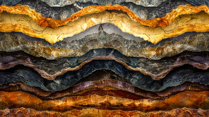 Vibrant digital art of layered earth textures forming a symmetrical pattern - obrazy, fototapety, plakaty