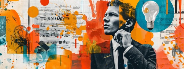 Design art concept abstract contemporary modern background business graphic idea. Work concept art design retro office poster icon hand team success digital ad artwork visual technology research job.