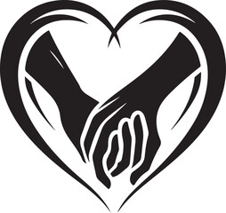 Holding Hands Heart Shape Silhouette Style 