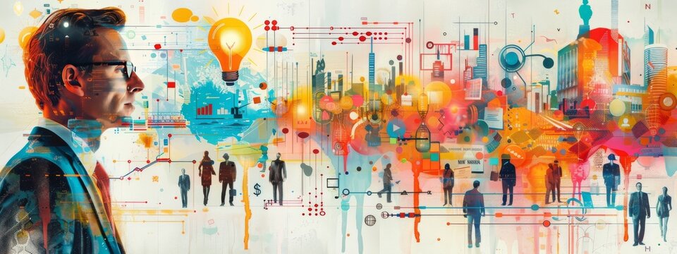 Design art concept abstract contemporary modern background business graphic idea. Work concept art design retro office poster icon hand team success digital ad artwork visual technology research job.