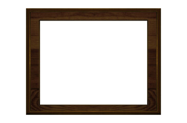 Dark pine wood frame for picture on isolated transparent background