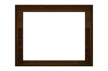 Dark pine wood frame for picture on isolated transparent background
