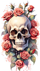 Skulls, goat skulls and flower decorations  carnival mask and flowers