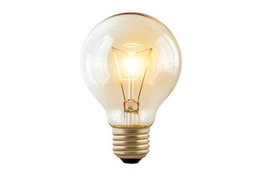 Glowing Light Bulb Symbolizing Innovation Isolated on Transparent Background