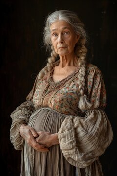 Pregnant old Sarah, biblical character.