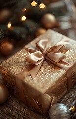 Fototapeta na wymiar Two Wrapped Presents Under a Christmas Tree