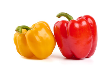Ripe bell peppers, isolated on white background.