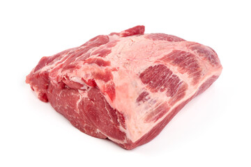 Raw pork ham, pork leg, isolated on white background.