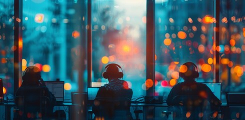 Group of People Sitting in Front of a Window