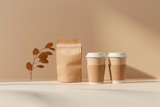 Eco friendly bio coffee cups mockup