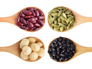 Red beans, black beans, pumpkin seeds and macadamia transparent png