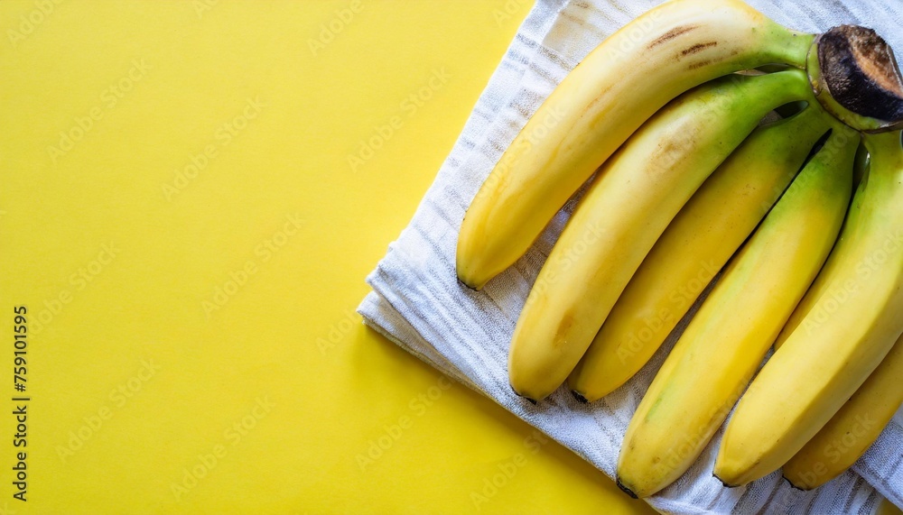 Wall mural bright yellow background with bunch of bananas - Wall murals
