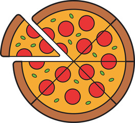 Delicious pizza food cartoon icon.