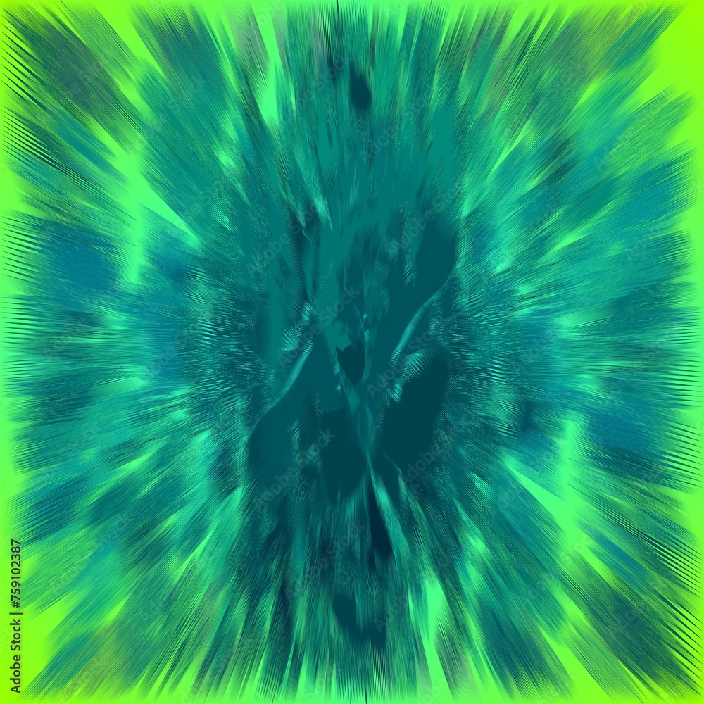 Poster abstract background with rays and green neon color - graphic with effect of space and motion. topics