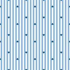 Blue hearts and stripes seamless pattern