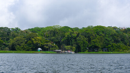 View of Lake of Catemaco, Veracruz, Mexico, in the Tuxtlas region of Veracruz, Mexico.