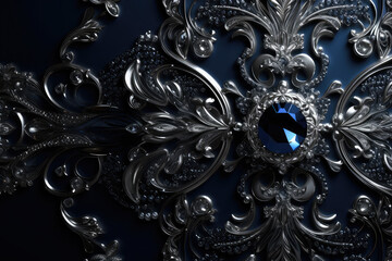 Exquisite Sapphire and Silver Background Wallpaper Design