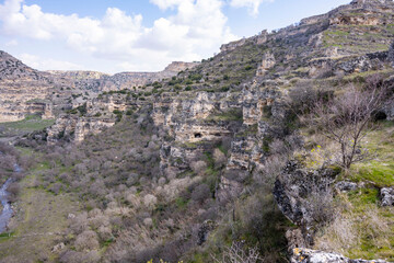 Fototapeta na wymiar Ulubey Canyon is a nature park in the Ulubey and Karahallı of Usak, Turkey. The park provides suitable habitat for many species of animals and plants and is being developed as a centre for ecotourism.