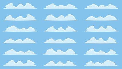 Obraz premium Set of Different Clouds Isolated on Blue Background