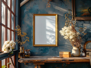 livingroom wall art frame mockup display for living room