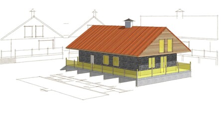 architecture house plan 3d illustration	
